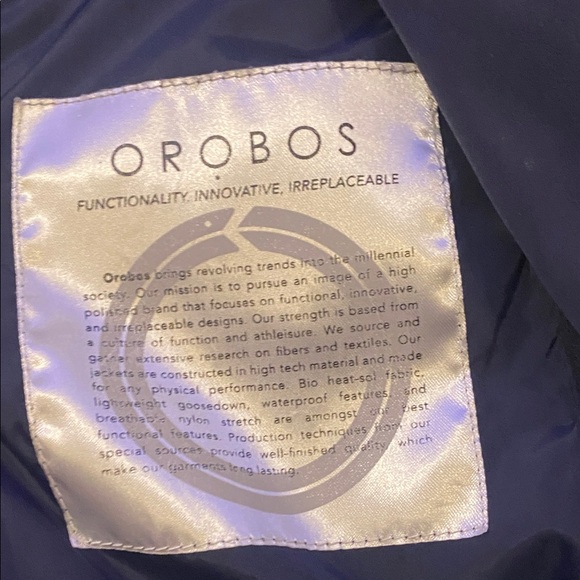 Orobo’s Long Women's Black Puffer Coat with Belted Waist. Size M. Navy/Black. - Picture 11 of 16